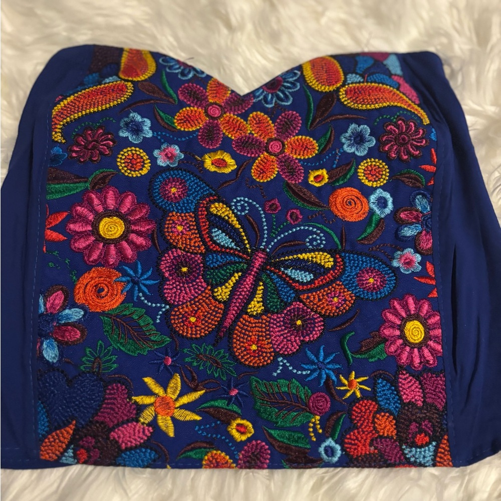 MEXICANA Vibrant Embroidered Floral Top - Multicolor